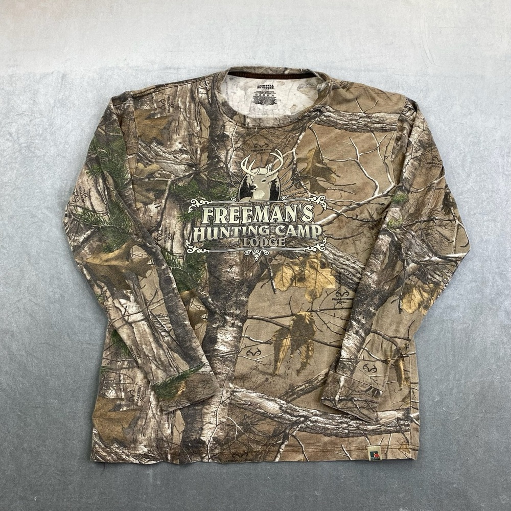 Russell Outdoors Camo Long Sleeve‎ T Shirt Hunting Graphic Mens Large